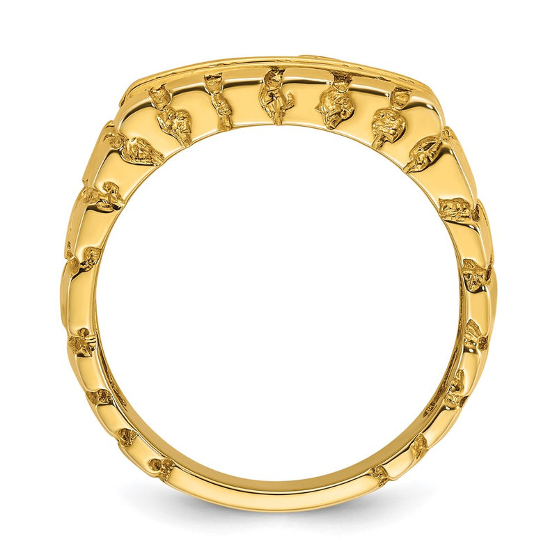 14k Yellow Gold Men's 1/3 carat Diamond Nugget Complete Ring