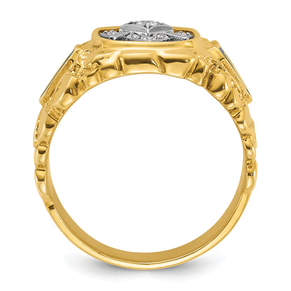 10K Two-Tone Ibgoodman Men'S Polished And Nugget Textured Blue Lodge Master Masonic Ring Mounting
