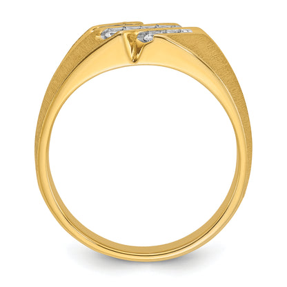 10K Yellow Gold Ibgoodman Men'S Polished Satin And Grooved Ring Mounting