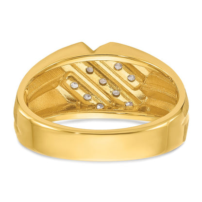 IBGoodman 10K Men's Polished Satin and Grooved 1/2 Carat A Quality Diamond Ring