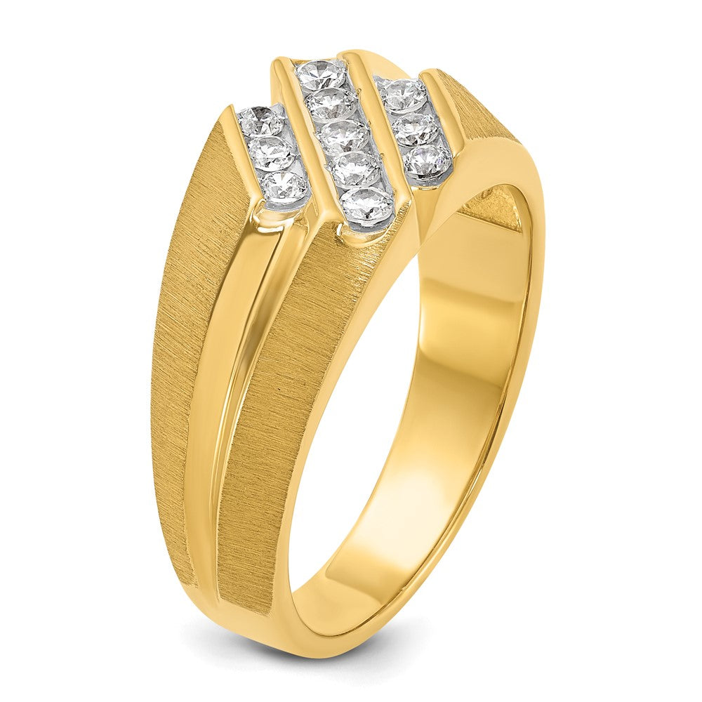 IBGoodman 10K Men's Polished Satin and Grooved 1/2 Carat A Quality Diamond Ring