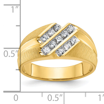 10K Yellow Gold Ibgoodman Men'S Polished Satin And Grooved Ring Mounting