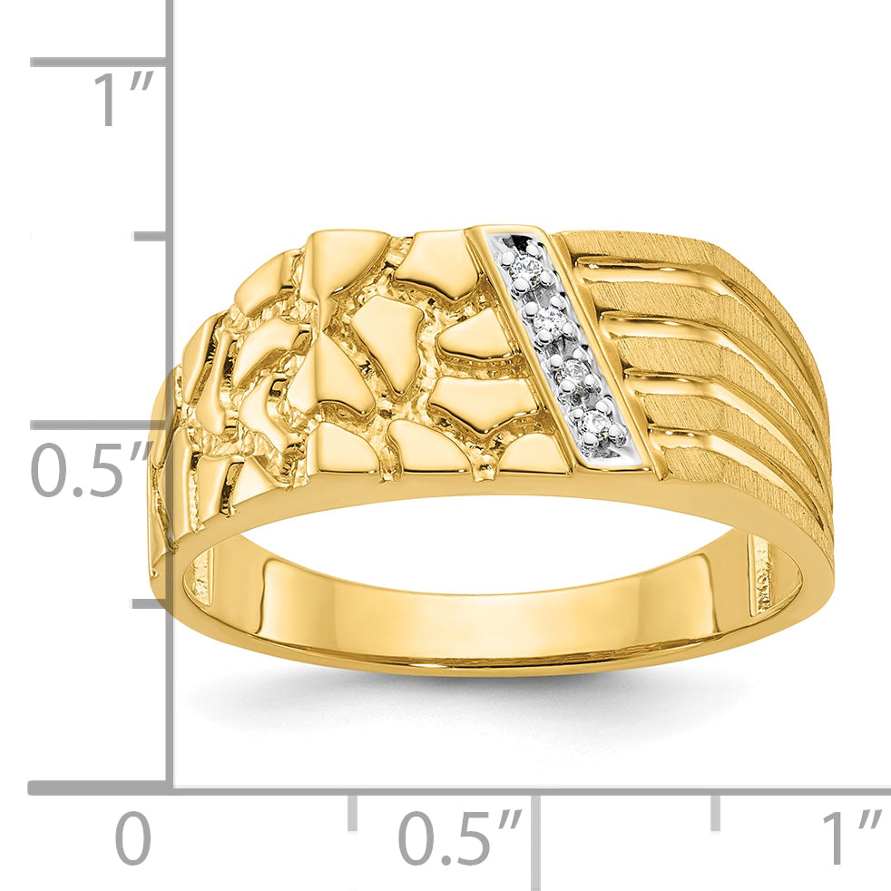 10K Yellow Gold Ibgoodman Men'S Diamond Nugget Complete Ring