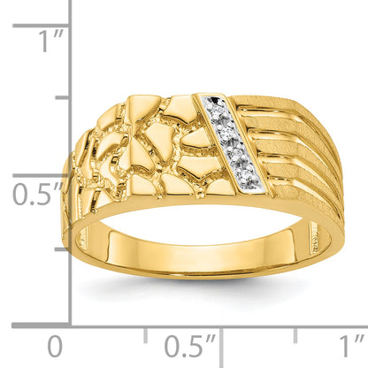 10K Yellow Gold Ibgoodman Men'S Diamond Nugget Complete Ring