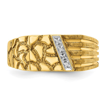 14k Yellow Gold Men's Diamond Nugget Complete Ring
