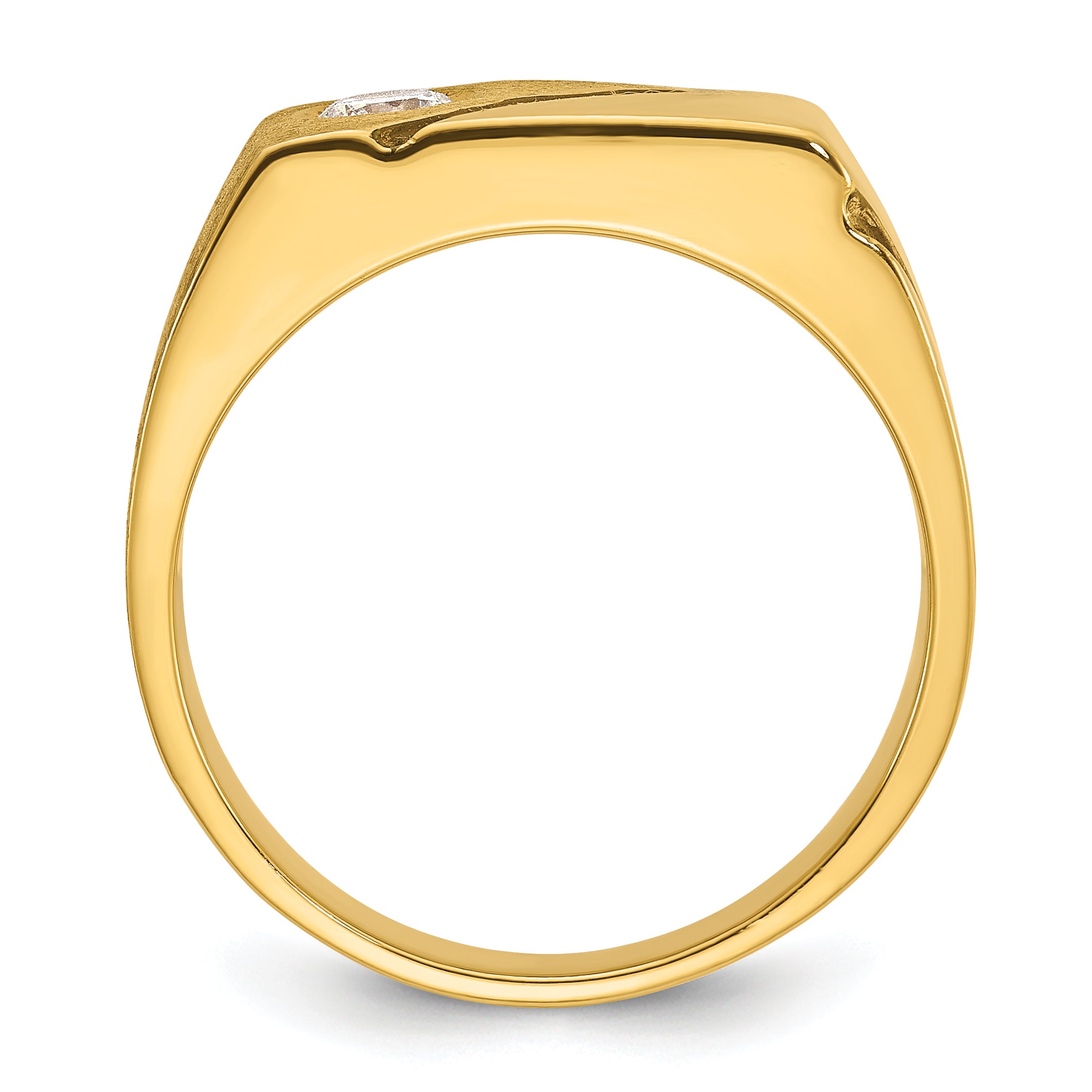 14k Yellow Gold with Black Rhodium Men's Polished and Satin 1/4 carat Diamond Complete Ring