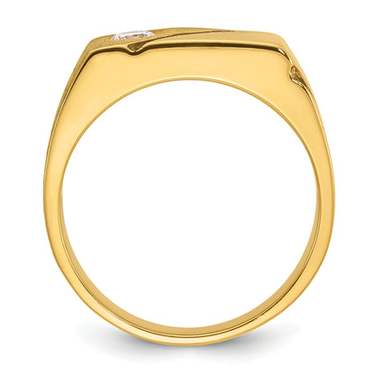 14k Yellow Gold with Black Rhodium Men's Polished and Satin 1/4 carat Diamond Complete Ring