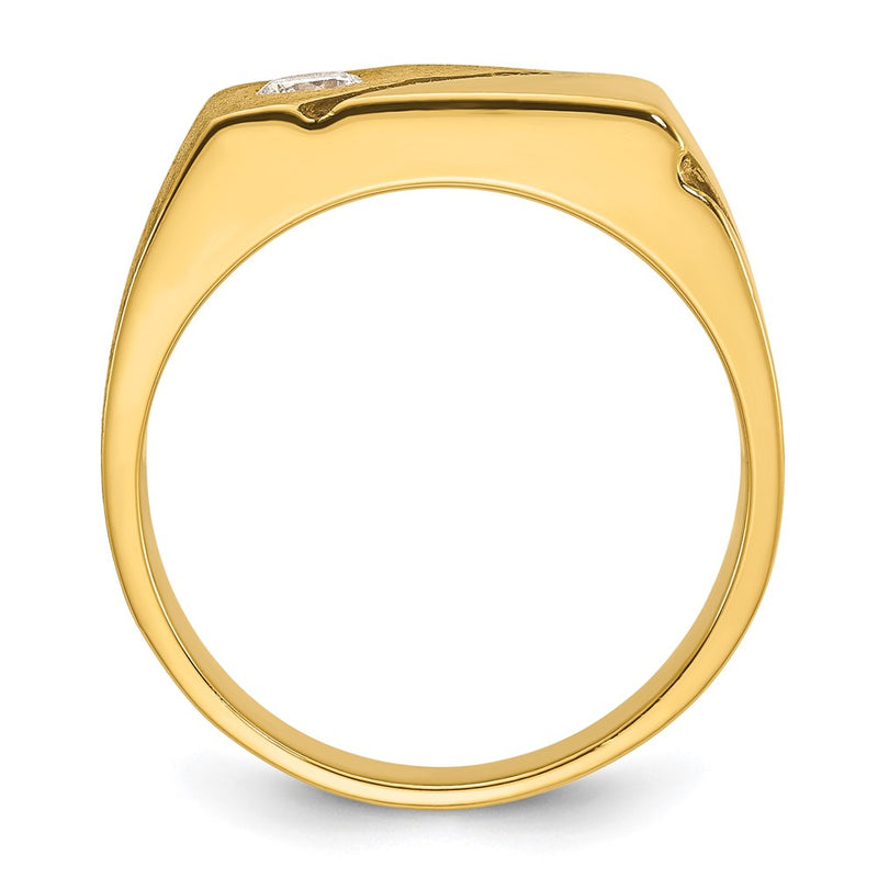 14k Yellow Gold with Black Rhodium Men's Polished and Satin 1/4 carat Diamond Complete Ring