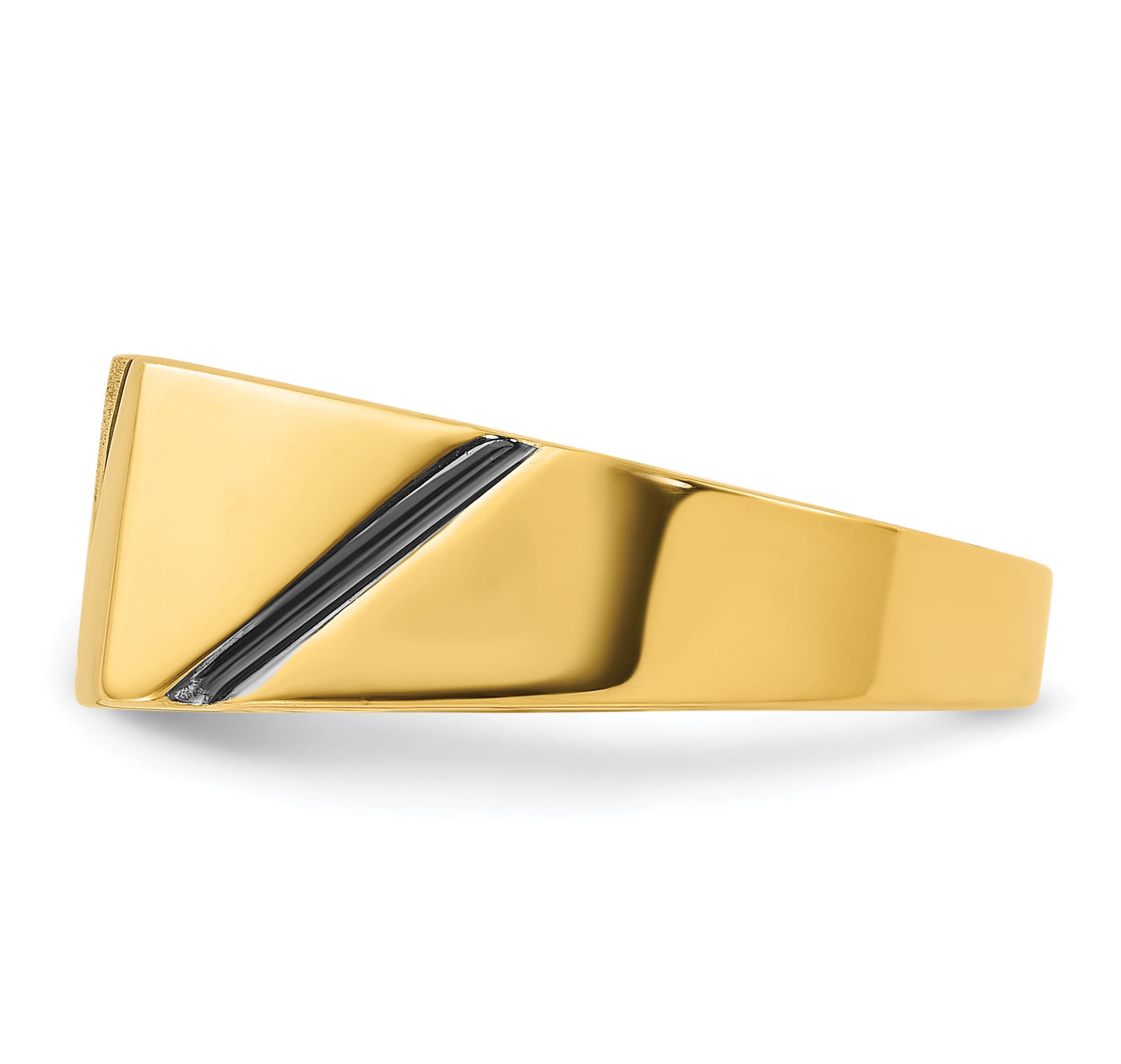 14k Yellow Gold with Black Rhodium Men's Polished and Satin 1/4 carat Diamond Complete Ring