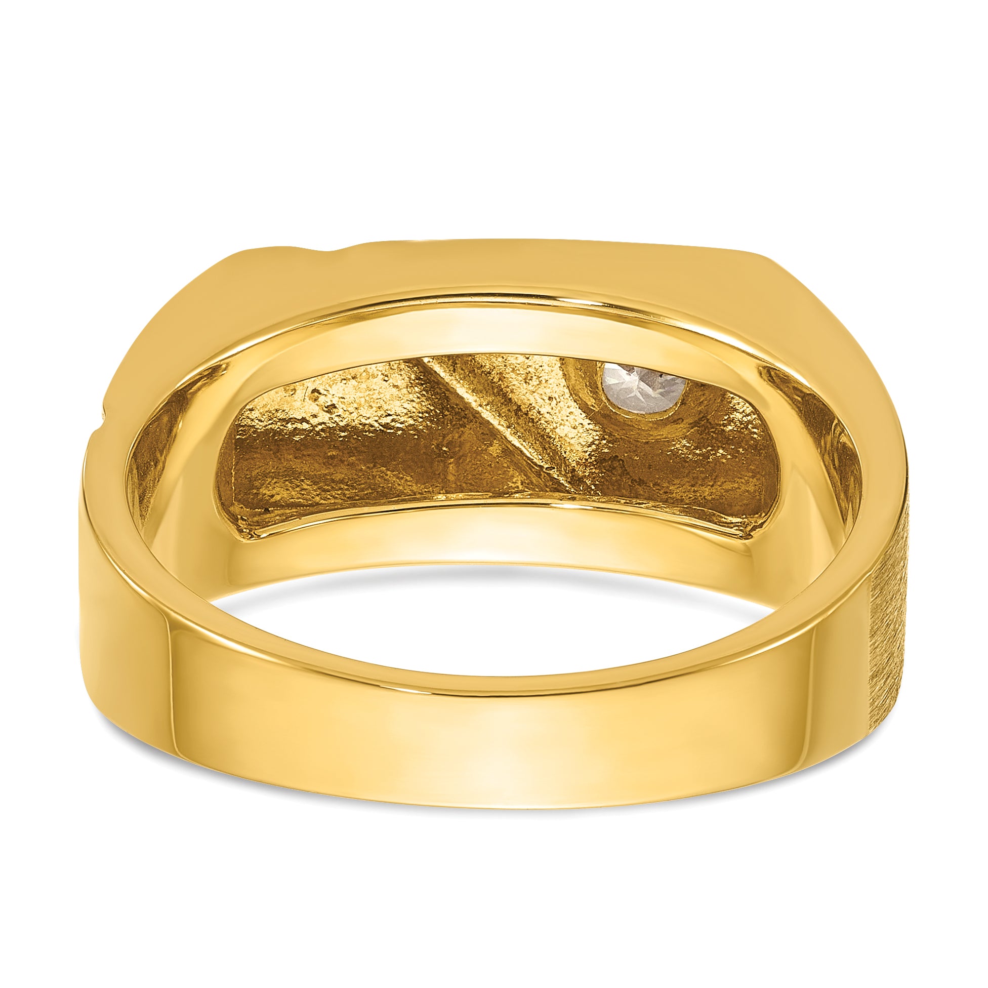 14k Yellow Gold with Black Rhodium Men's Polished and Satin 1/4 carat Diamond Complete Ring