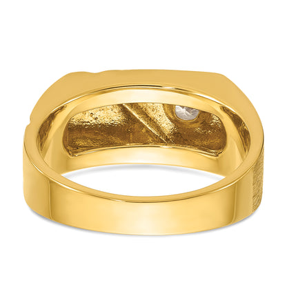 14k Yellow Gold with Black Rhodium Men's Polished and Satin 1/4 carat Diamond Complete Ring