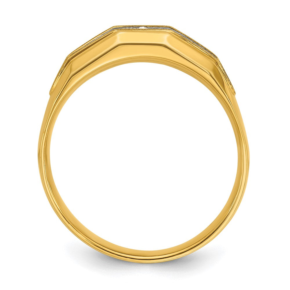 14k Yellow & Rhodium Gold Men's 1/4 carat Diamond Complete Ring