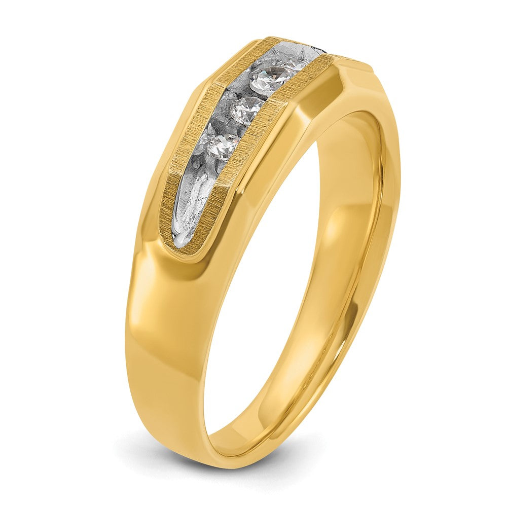 14k Yellow & Rhodium Gold Men's 1/4 carat Diamond Complete Ring