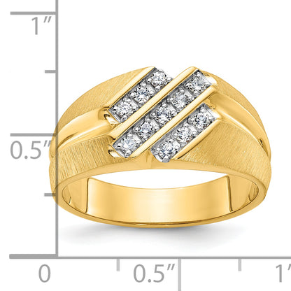 10K Yellow Gold Ibgoodman Men'S Polished Satin And Grooved Ring Mounting