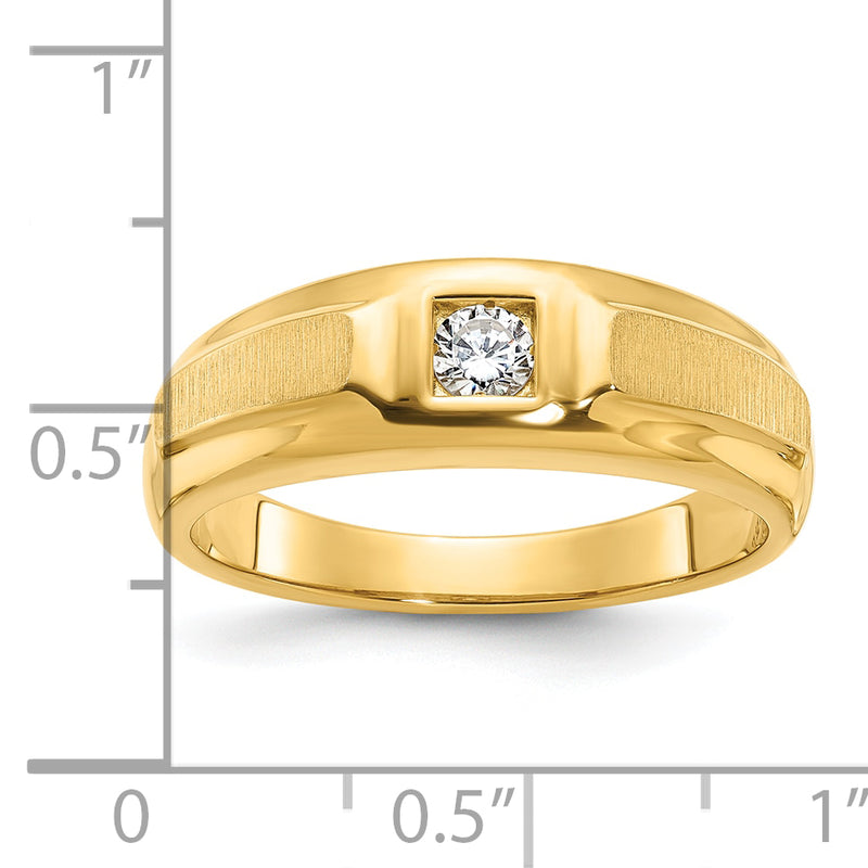 10K Yellow Gold Ibgoodman Men'S Polished And Satin Diamond Complete Ring