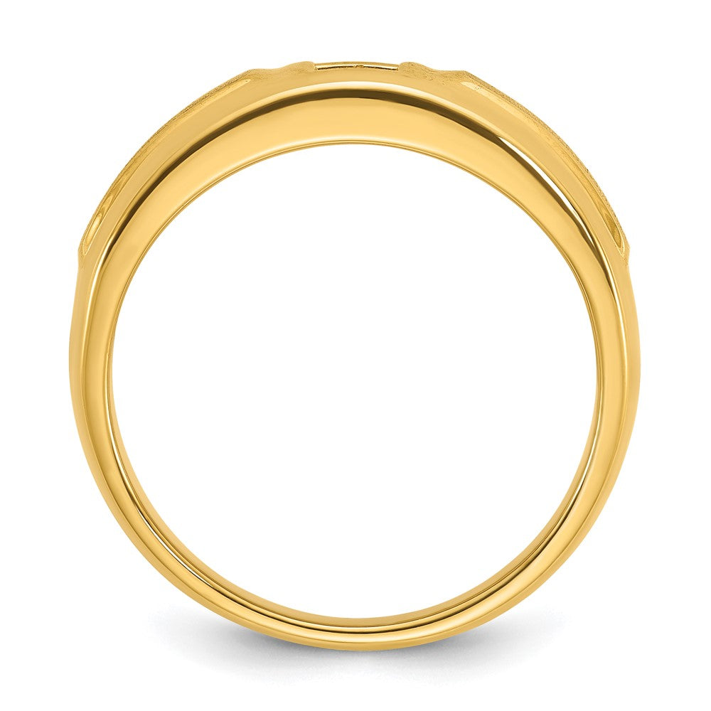 14k Yellow Gold Men's Polished and Satin 1/6 carat Diamond Complete Ring