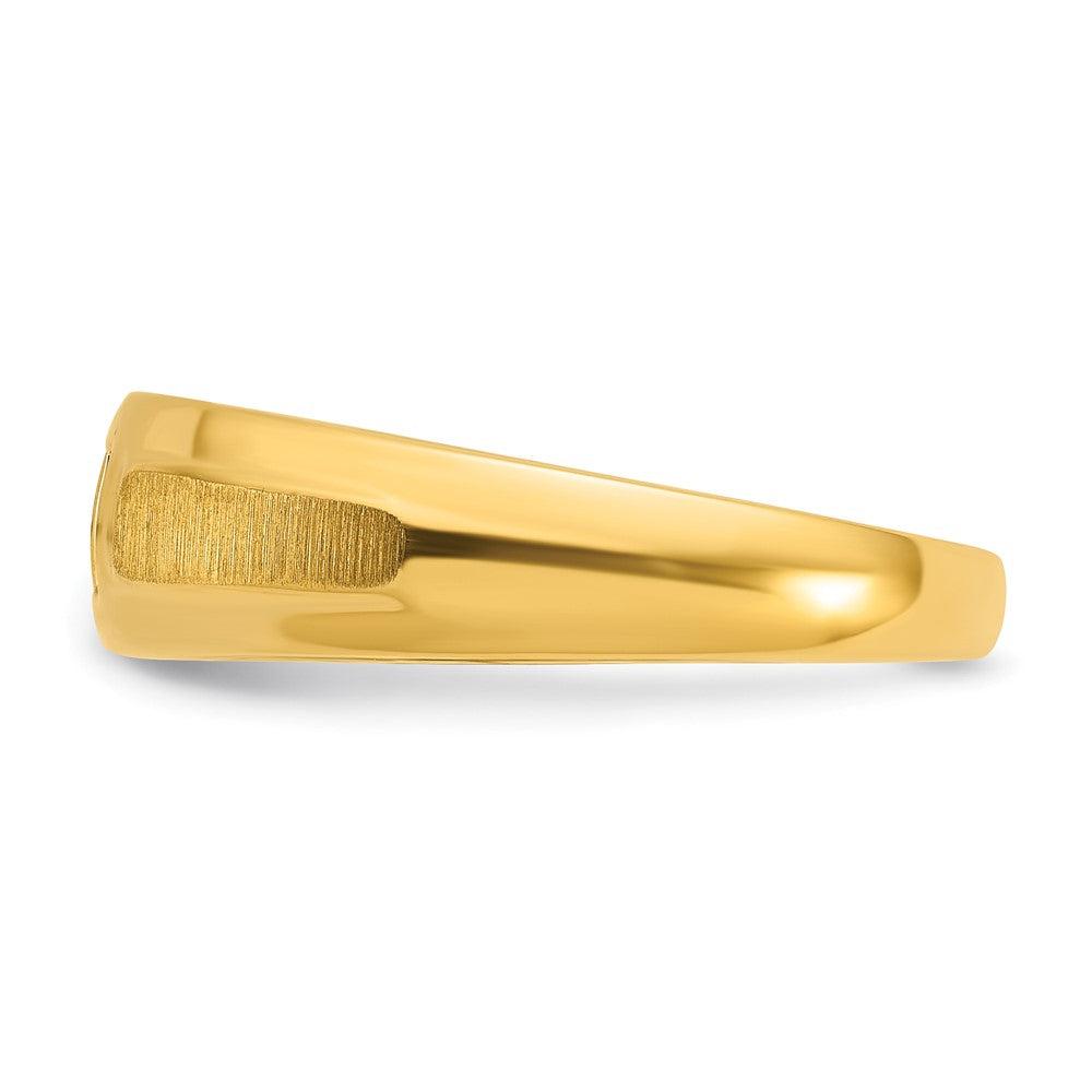 14k Yellow Gold Men's Polished and Satin 1/6 carat Diamond Complete Ring