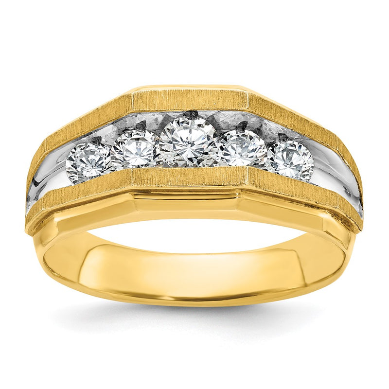 14k Yellow & Rhodium Gold with White Rhodium Men's 1 carat Diamond Complete Ring