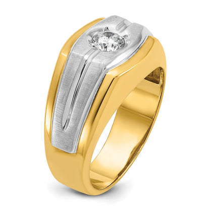 14k Two-tone  Two Tone 1/3 Ct. Lab Grown Diamond VS/SI+ G+ Complete Polished and Satin Men's Ring