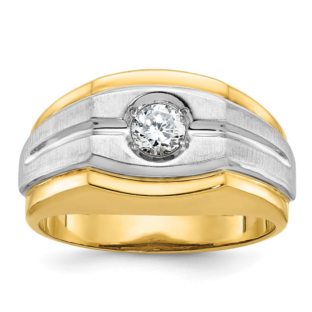 14k Two-tone  Two Tone 1/3 Ct. Lab Grown Diamond VS/SI+ G+ Complete Polished and Satin Men's Ring