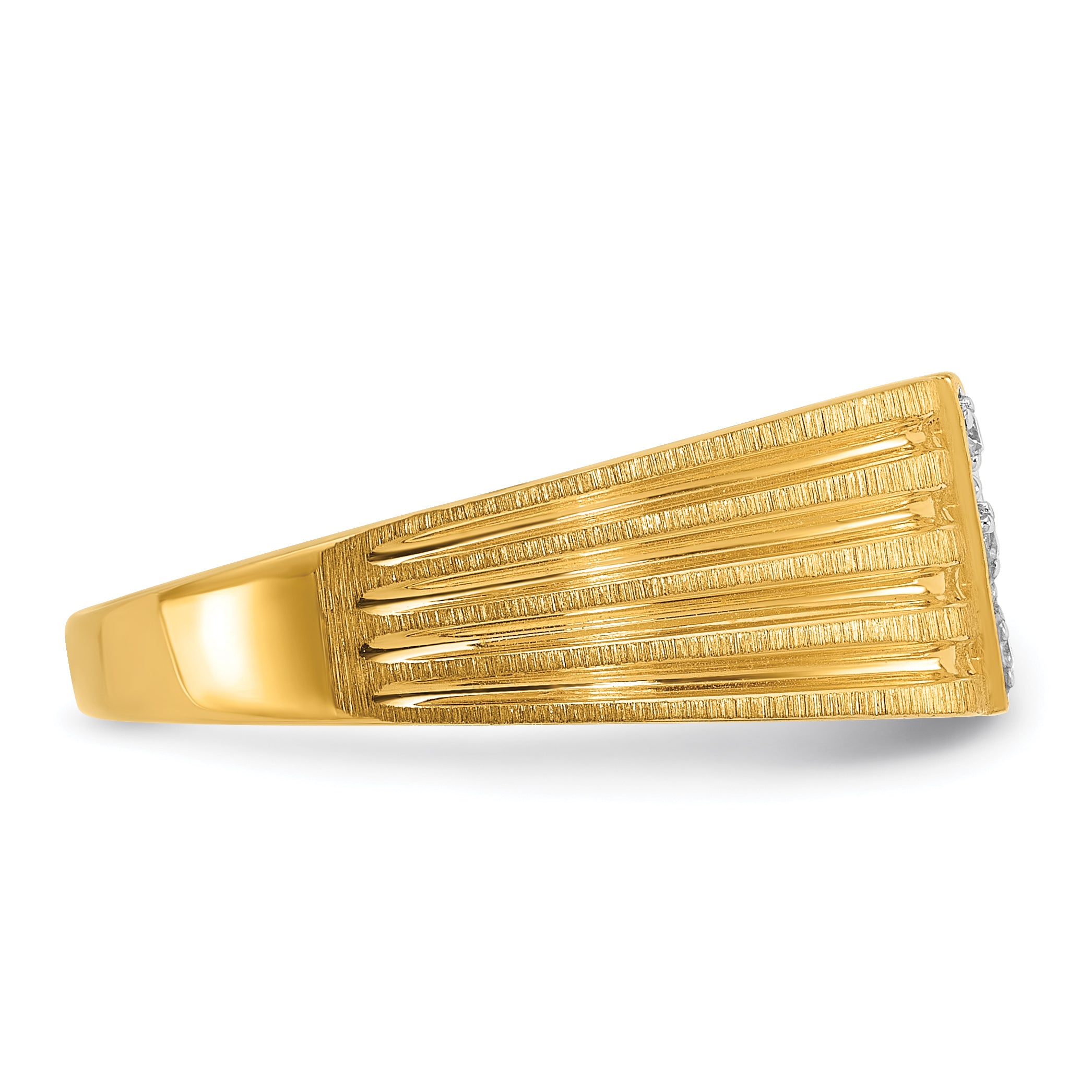 14K Yellow Gold Ibgoodman .02 Carat Lab Grown Diamond Vs/Si+ G+ Complete Textured Men'S Nugget Ring