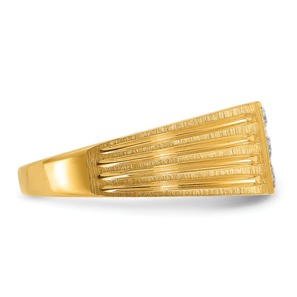 14K Yellow Gold Ibgoodman .02 Carat Lab Grown Diamond Vs/Si+ G+ Complete Textured Men'S Nugget Ring