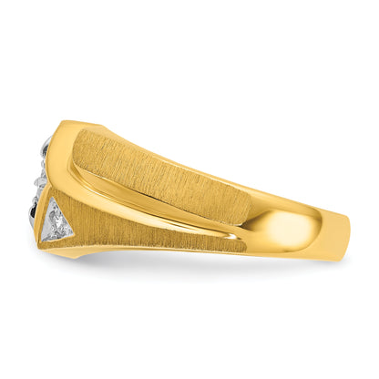 14k Yellow & Rhodium Gold with White Rhodium Men's Satin 1/5 carat Diamond Complete Ring