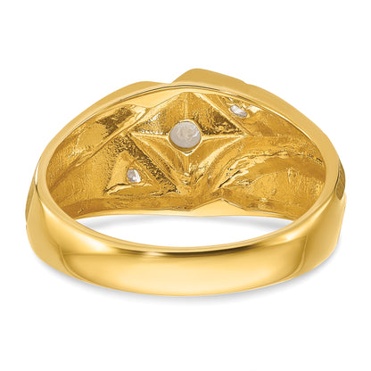 14k Yellow & Rhodium Gold with White Rhodium Men's Satin 1/5 carat Diamond Complete Ring