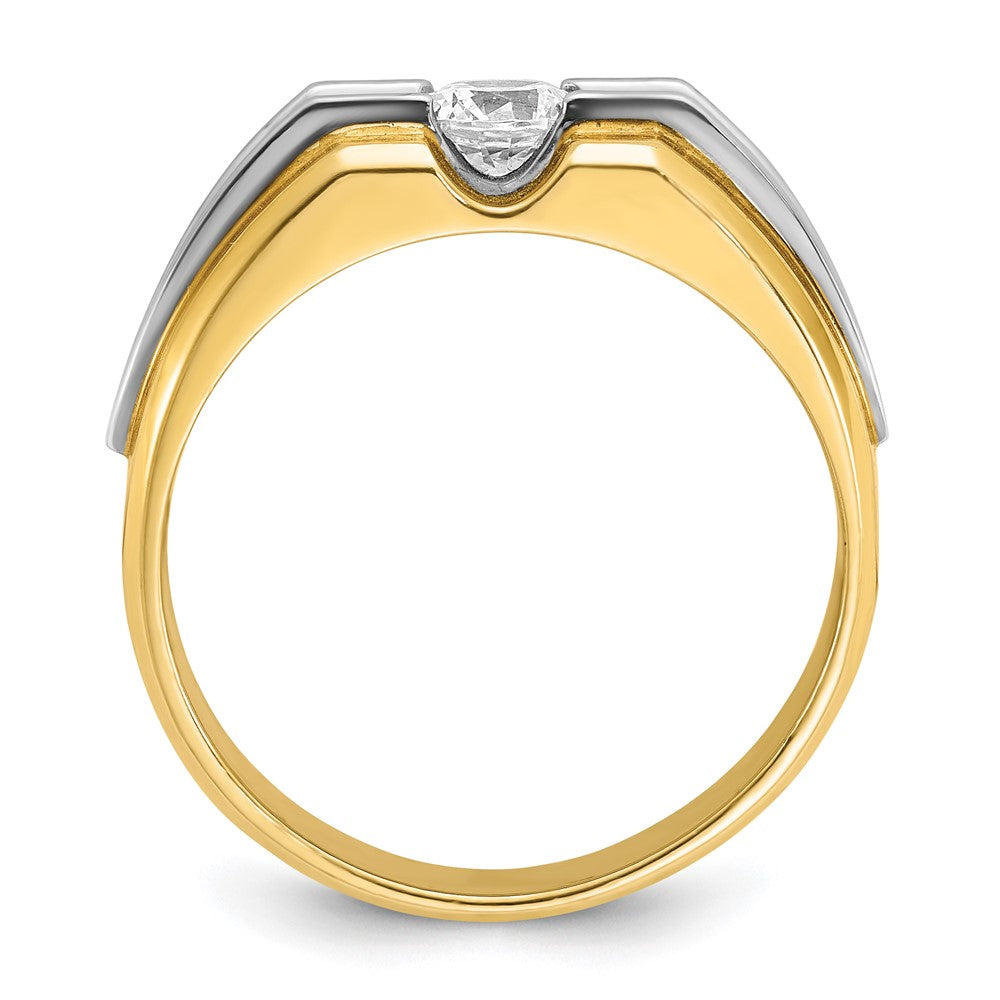 14k Two-tone  Two Tone 1/2 Ct. Lab Grown Diamond VS/SI+ G+ Complete Polished and Satin Men's Ring