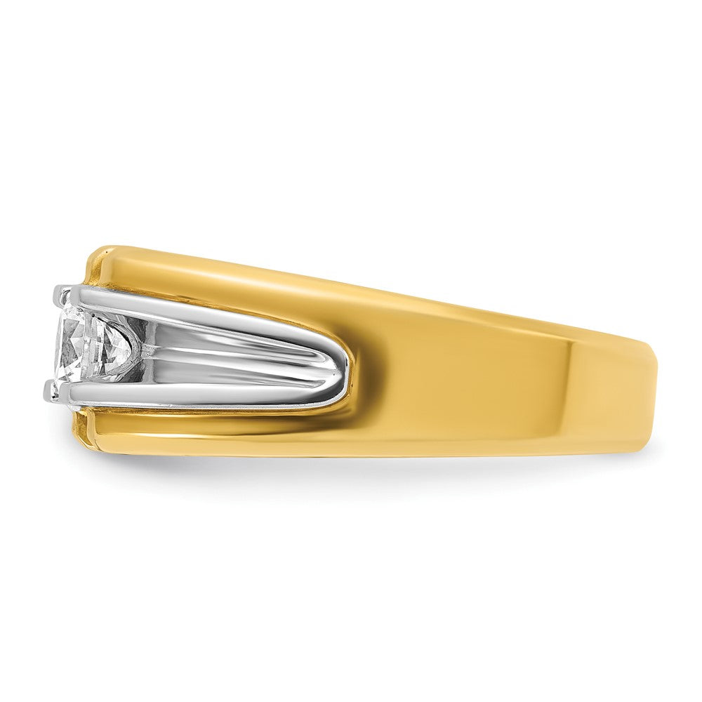 14k Two-tone  Two Tone 1/2 Ct. Lab Grown Diamond VS/SI+ G+ Complete Polished and Satin Men's Ring