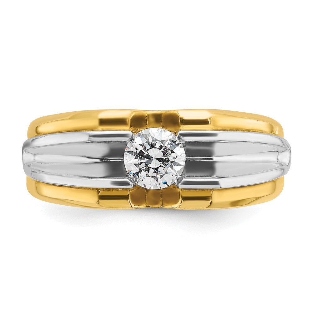 14k Two-tone  Two Tone 1/2 Ct. Lab Grown Diamond VS/SI+ G+ Complete Polished and Satin Men's Ring