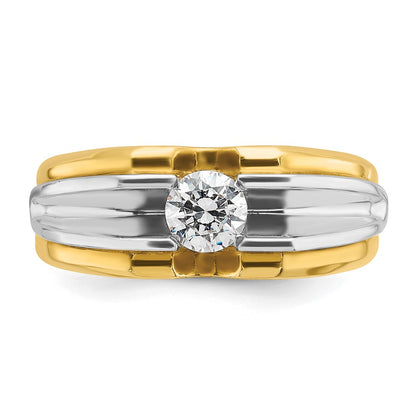 14k Two-tone  Two Tone 1/2 Ct. Lab Grown Diamond VS/SI+ G+ Complete Polished and Satin Men's Ring