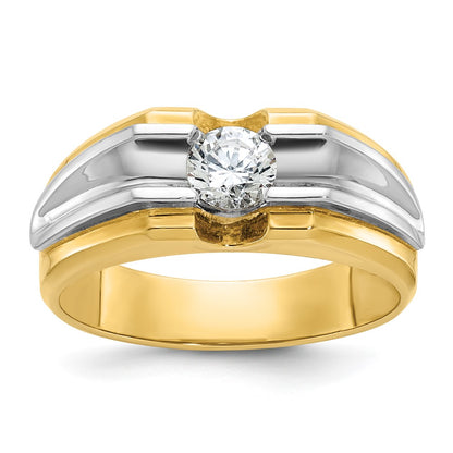 14k Two-tone  Two Tone 1/2 Ct. Lab Grown Diamond VS/SI+ G+ Complete Polished and Satin Men's Ring
