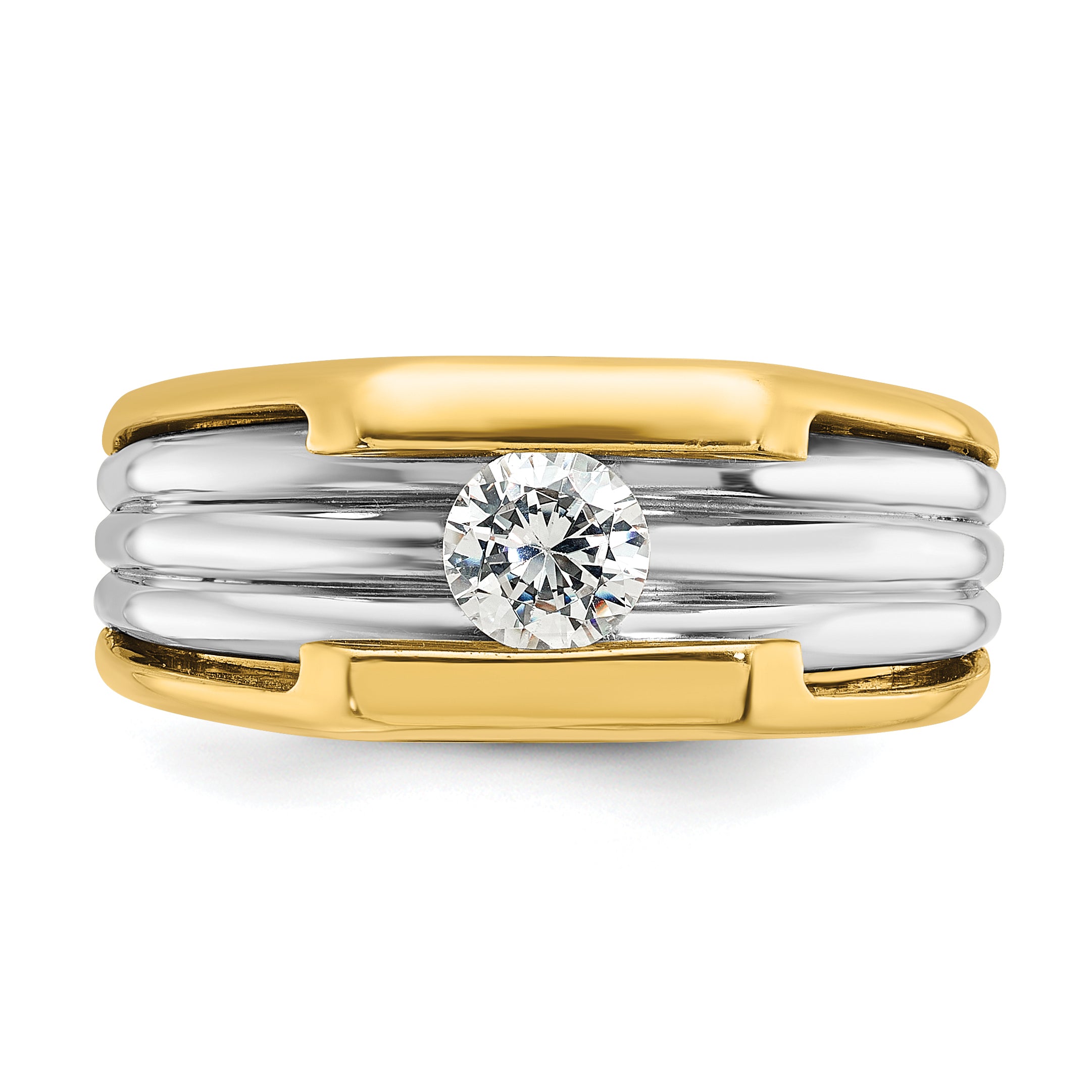 14k Two-tone Gold Men's 1/2 carat Diamond Complete Ring