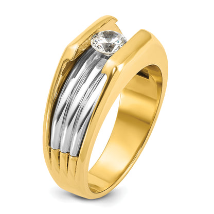14k Two-tone Gold Men's 1/2 carat Diamond Complete Ring