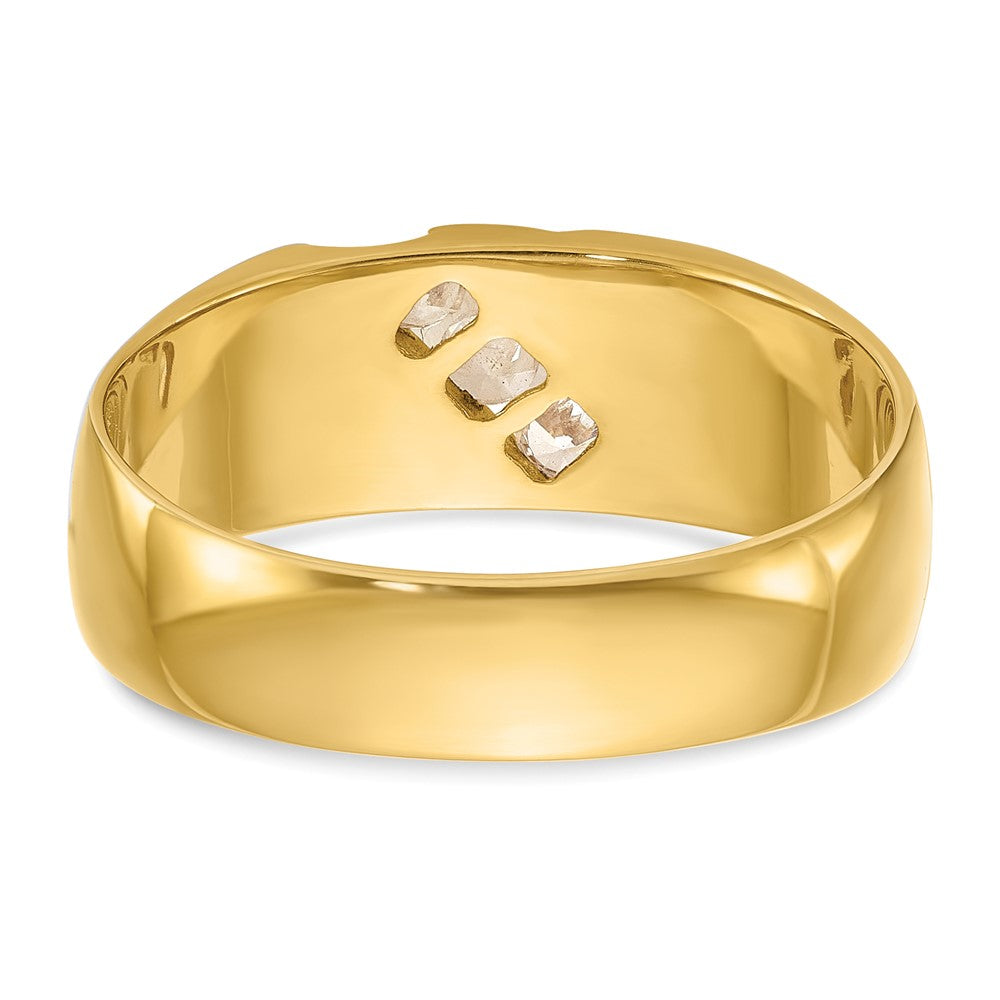 14k Two-tone Gold Men's Polished and Satin 1/4 carat Diamond Complete Ring