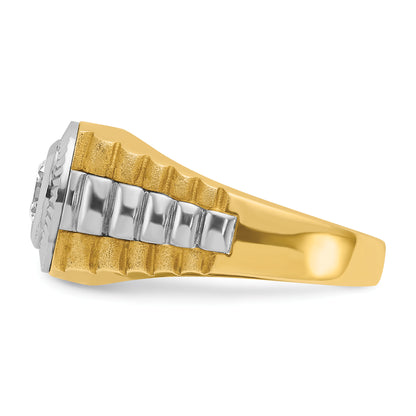 10K Two-Tone Ibgoodman Men'S Polished Satin And Textured Ring Mounting