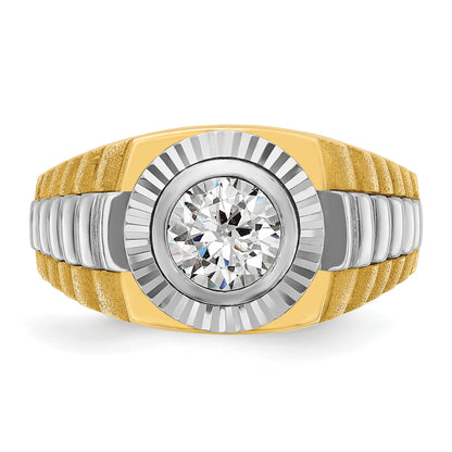10K Two-Tone Ibgoodman Men'S Polished Satin And Textured Ring Mounting