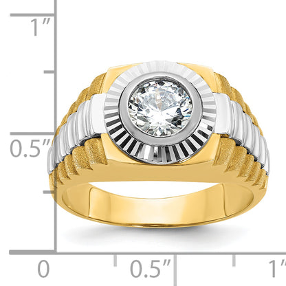 10K Two-Tone Ibgoodman Men'S Polished Satin And Textured Ring Mounting