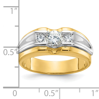 14k Two-tone Gold Men's 3/4 carat Diamond Complete Ring