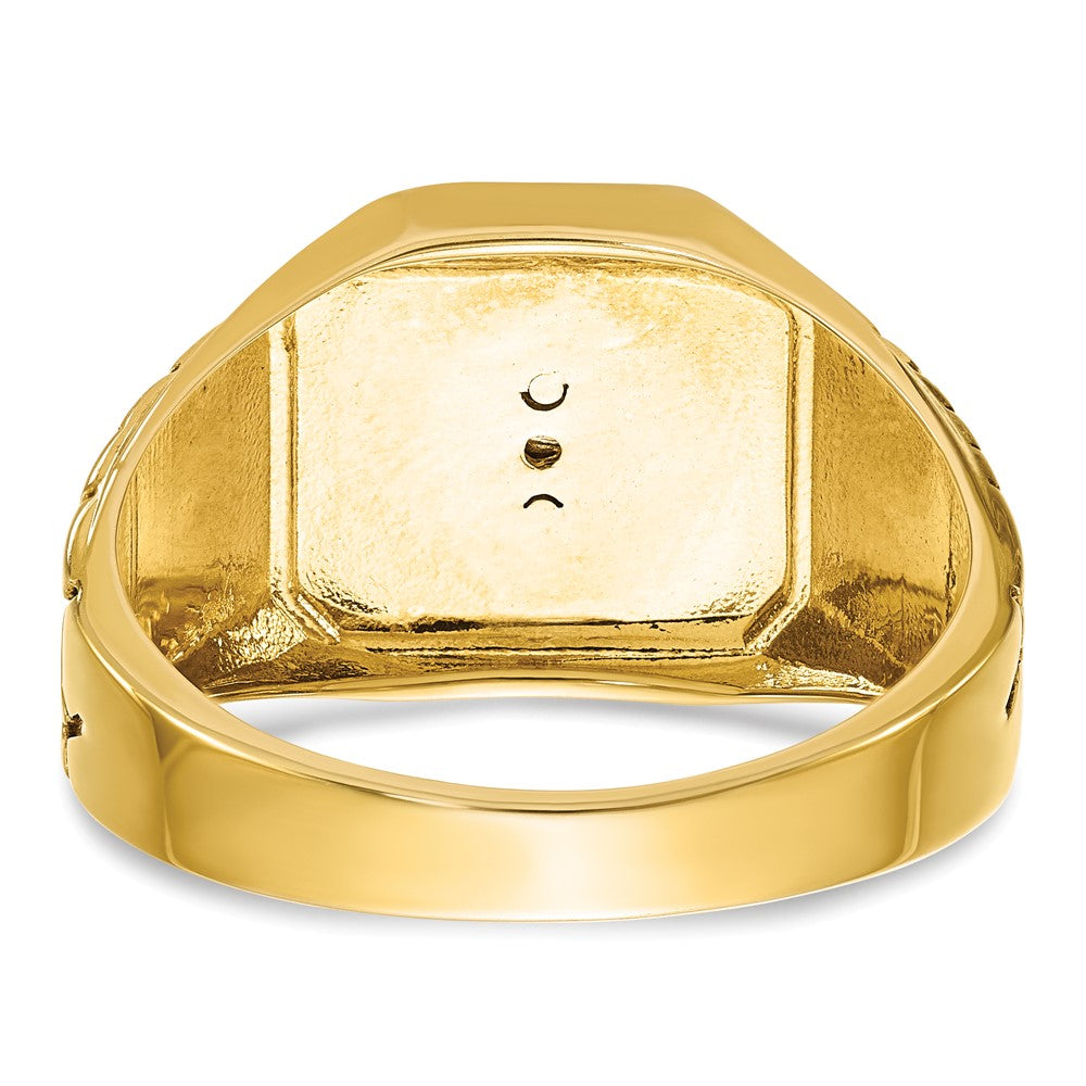 10K Two-Tone Ibgoodman Men'S Polished And Textured With Blue Enamel Diamond Lodge Master Masonic Ring