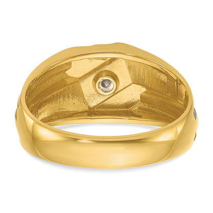 10K Yellow Gold Ibgoodman Men'S Polished And Grooved Ring Mounting