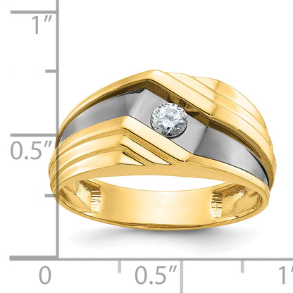 10K Yellow Gold Ibgoodman Men'S Polished And Grooved Ring Mounting