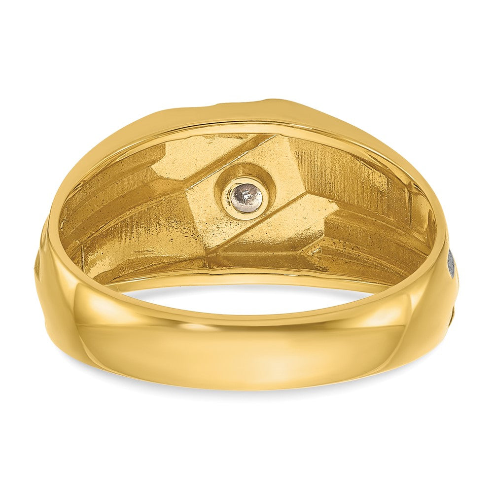 14k Yellow Gold with Black Rhodium Men's 1/6 carat Diamond Complete Ring