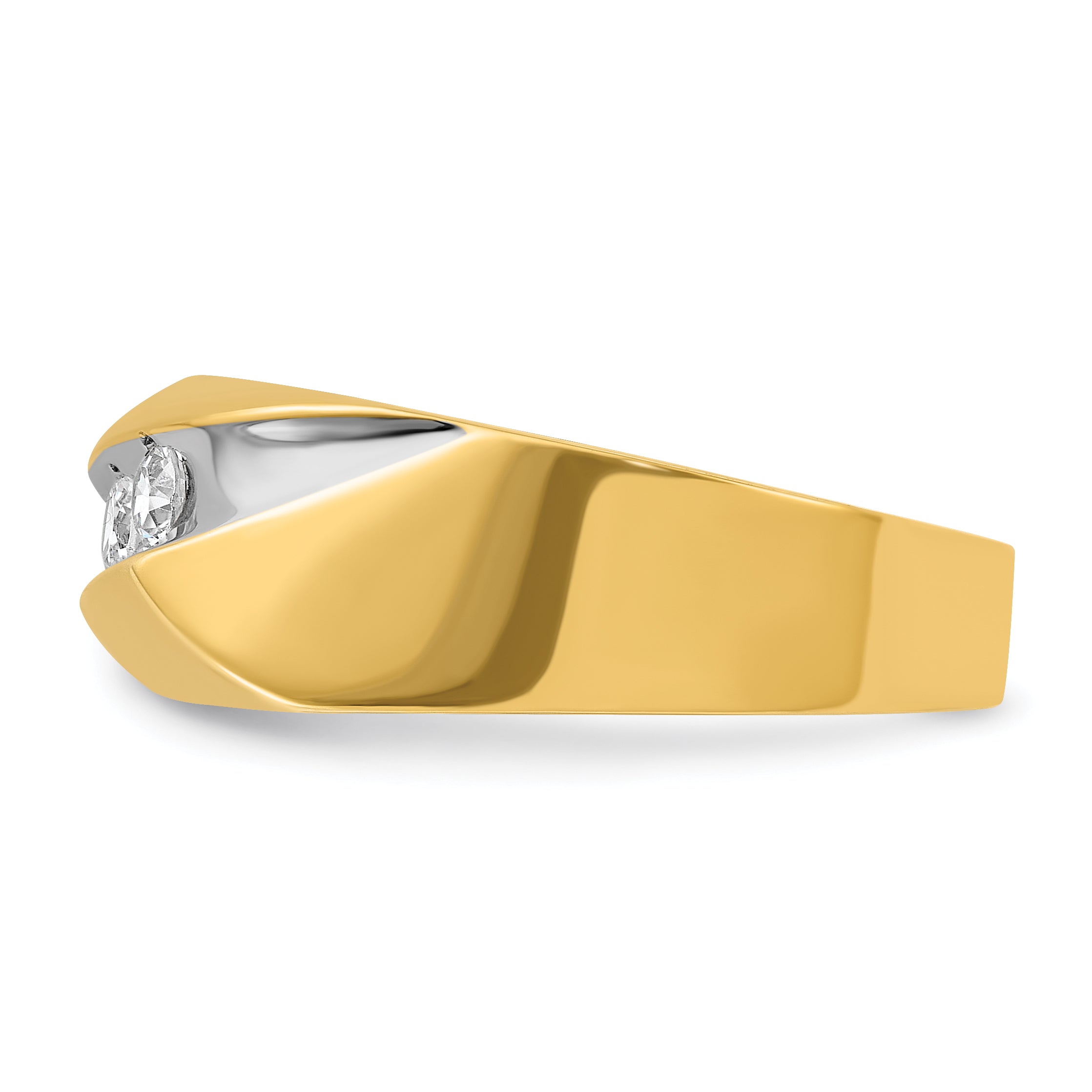 14k Yellow & Rhodium Gold with White Rhodium Men's 1/3 carat Diamond Complete Ring