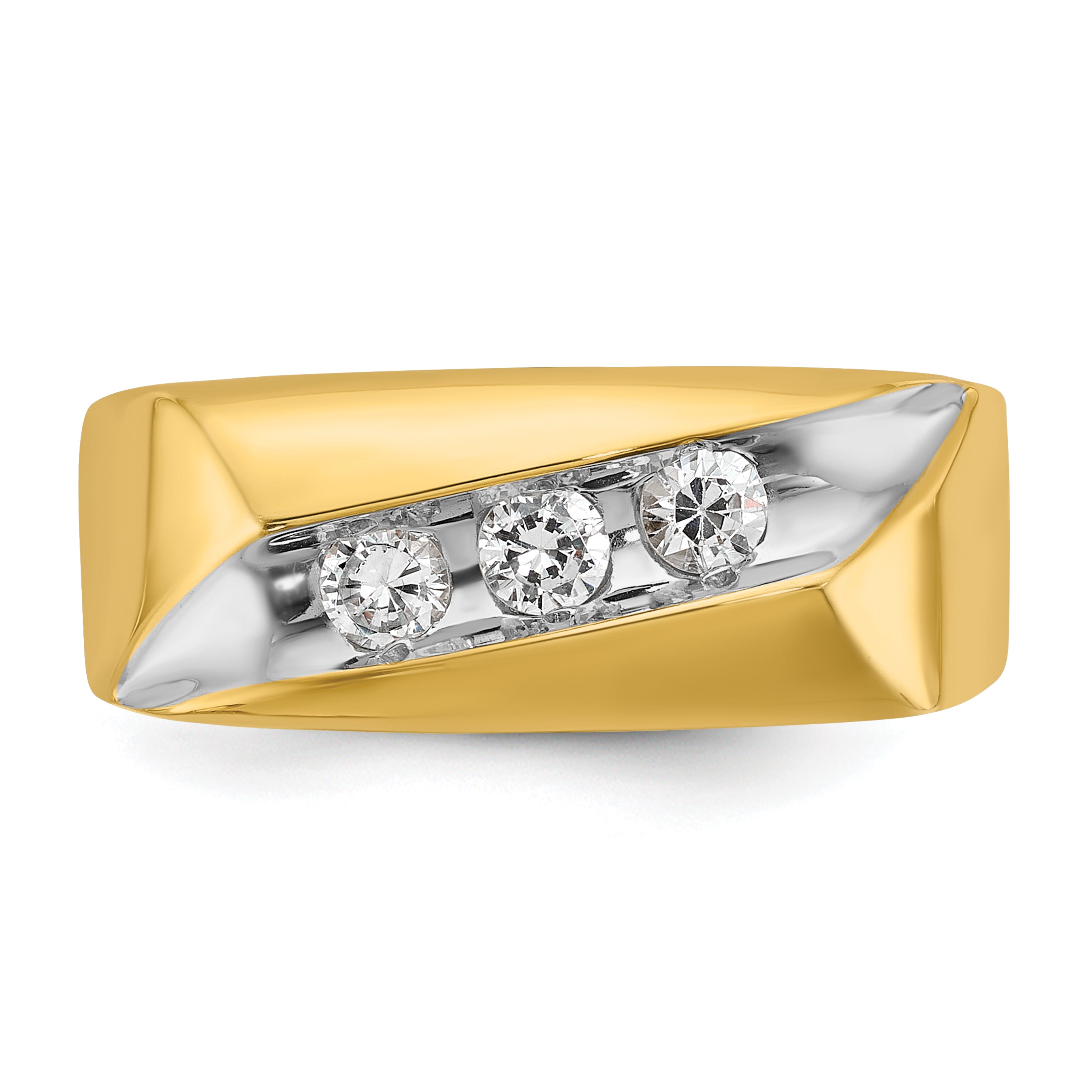 14k Yellow & Rhodium Gold with White Rhodium Men's 1/3 carat Diamond Complete Ring