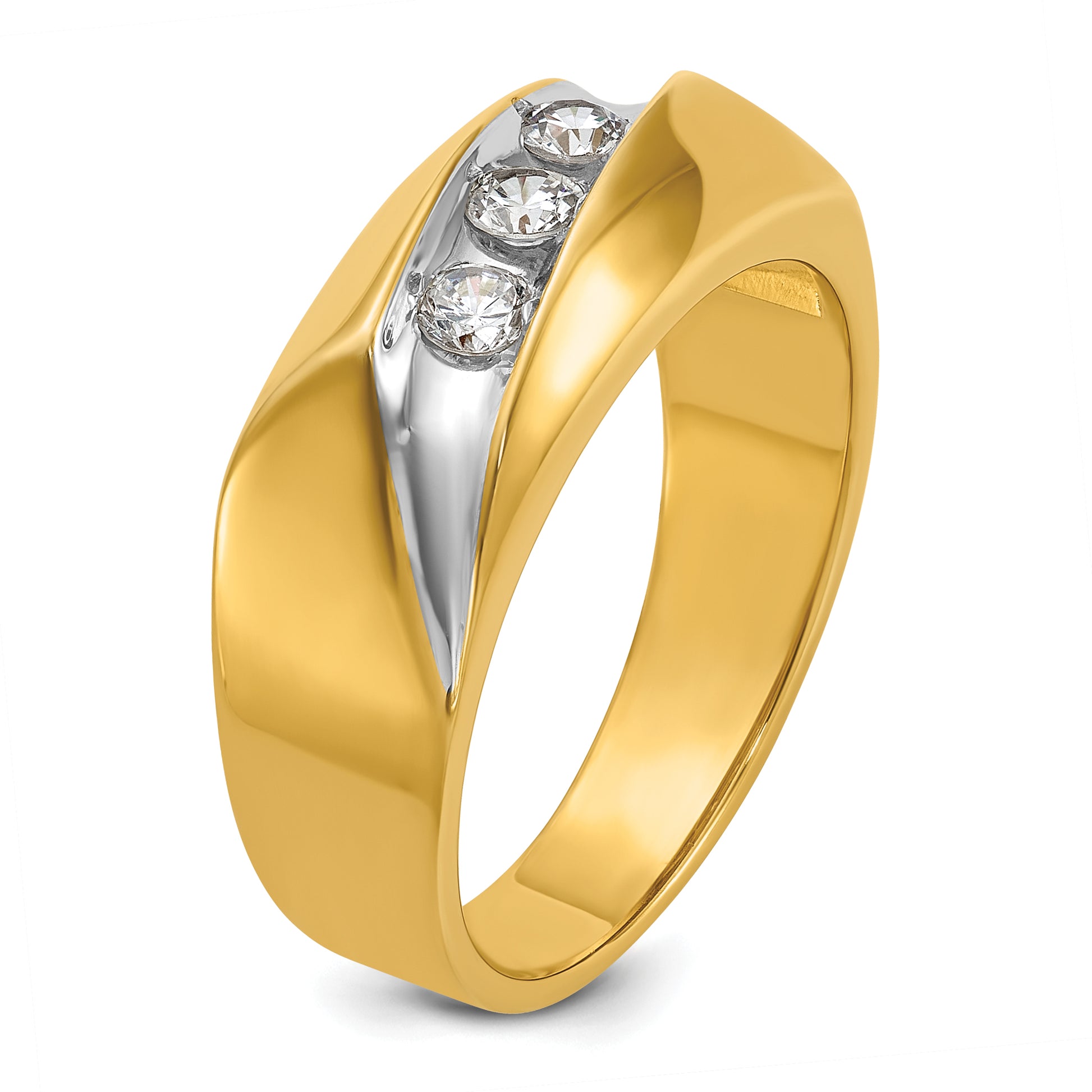 14k Yellow & Rhodium Gold with White Rhodium Men's 1/3 carat Diamond Complete Ring