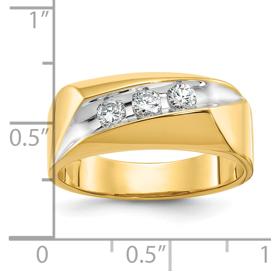 14k Yellow & Rhodium Gold with White Rhodium Men's 1/3 carat Diamond Complete Ring
