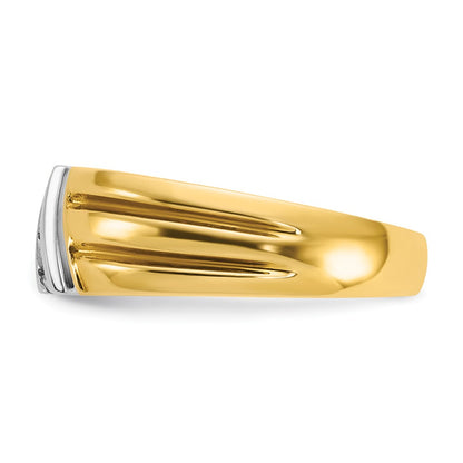 10K Two-Tone Ibgoodman Men'S Polished And Grooved 3-Stone 1/5 Carat A Quality Diamond Ring