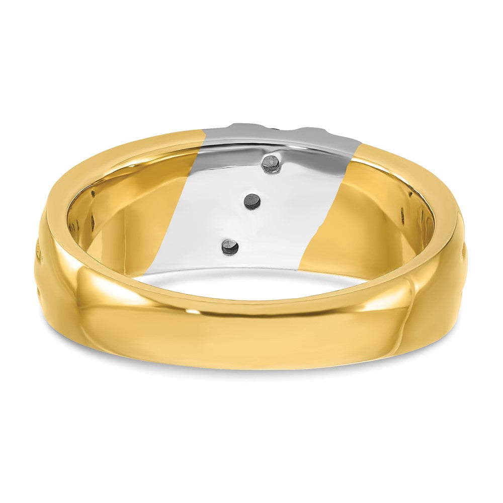 10K Two-Tone Ibgoodman Men'S Polished And Grooved 3-Stone 1/5 Carat A Quality Diamond Ring